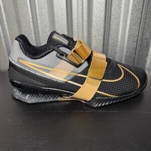 Nike Romaleos 4 Black Metallic Gold Weightlifting Shoes CD3463-001 Men's Size 12